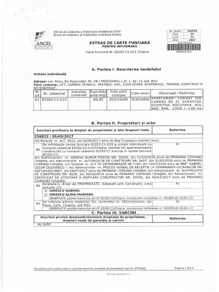 extras de carte funciara